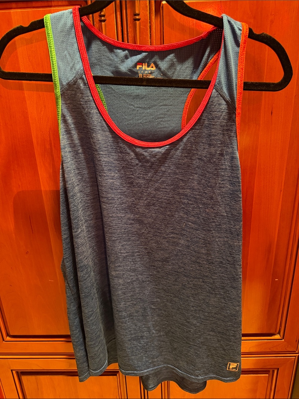 FILA Blue Athletic Tank with Neon Pink & Green Trim